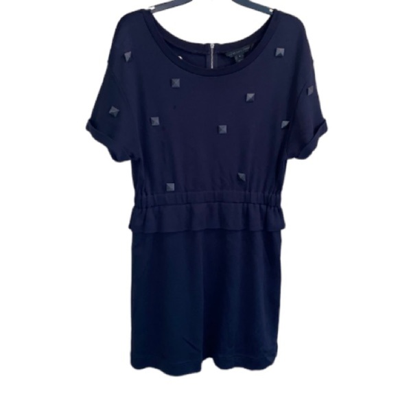 Marc Jacobs dress navy cotton ruffled waist cuffed‎ sleeve small embellished - Picture 10 of 10